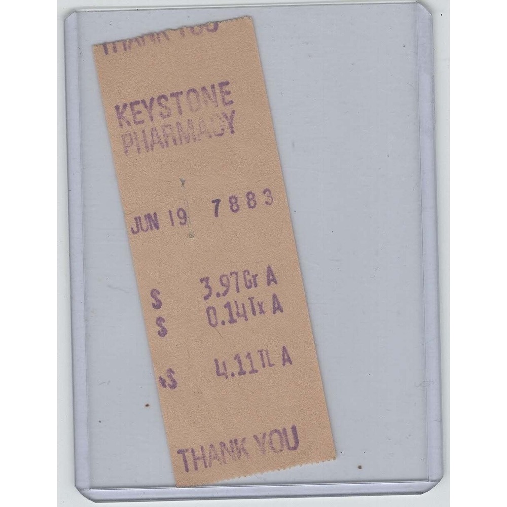 Vintage Keystone Pharmacy Paper Receipt June 19 Ephemera Junk Journal Supply